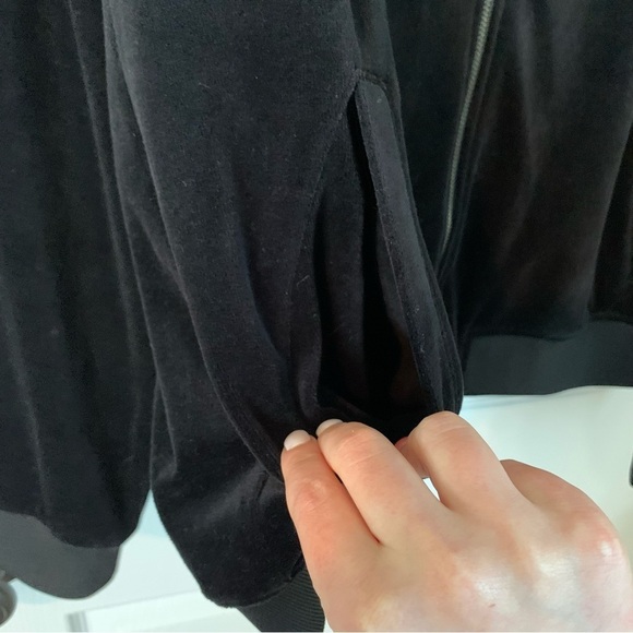 Etre Cecile Black Velour Bomber Zip Up Jacket, size XL - Picture 5 of 9